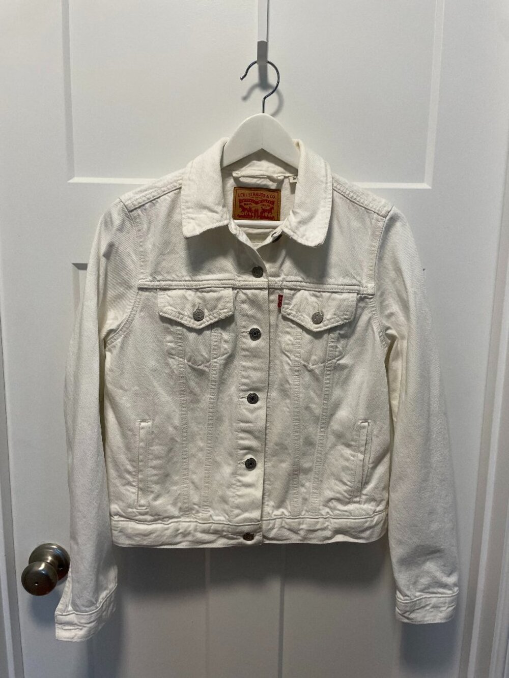 Levi's White Original Trucker Jacket Denim Classic Button Up Jean Coat Size L